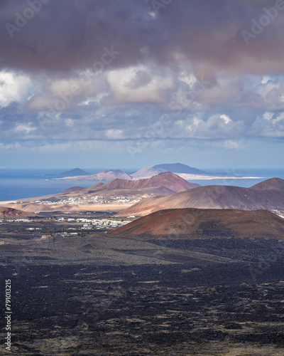 The Beautiful Landscape of Lanzarote with La Graciosa in the Background