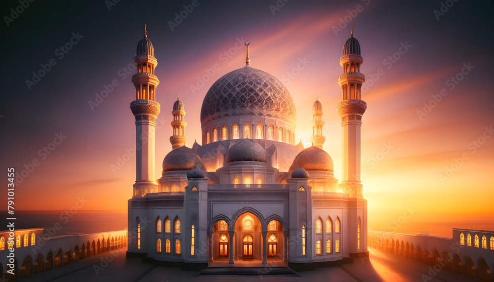 Obraz premium Serenity in Structure: Captivating Photos of a Mosque's Architectural Elegance