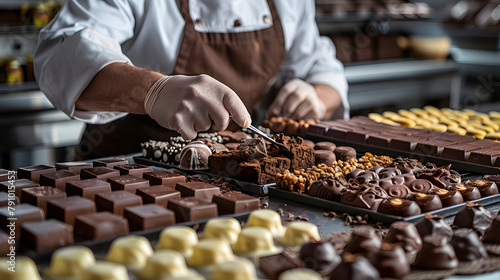 chocolatier making chocolates in a kitchen