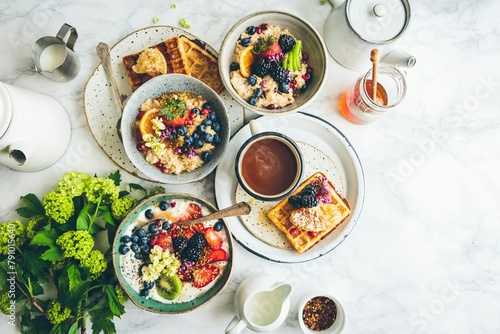 breakfast with coffee and croissant