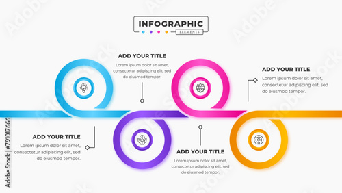 Vector business circle process infographic presentation design template with 4 steps
