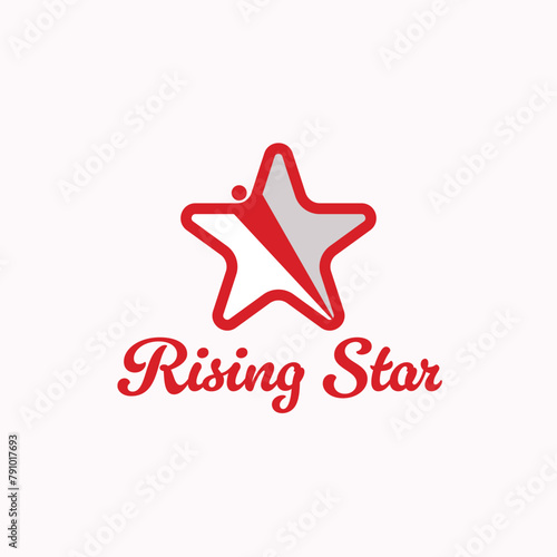 Closeup star logo on red and white background suitable for brand identity, logo design, corporate branding, marketing materials, and presentations.