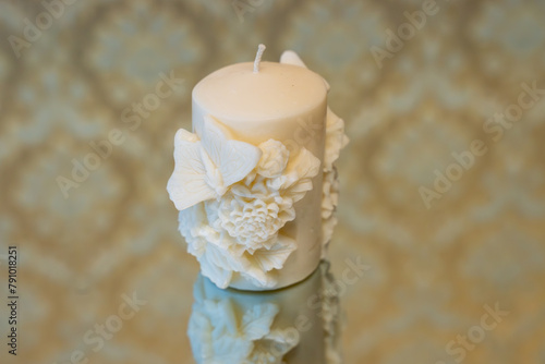 Butterfly and flower white soy wax candle