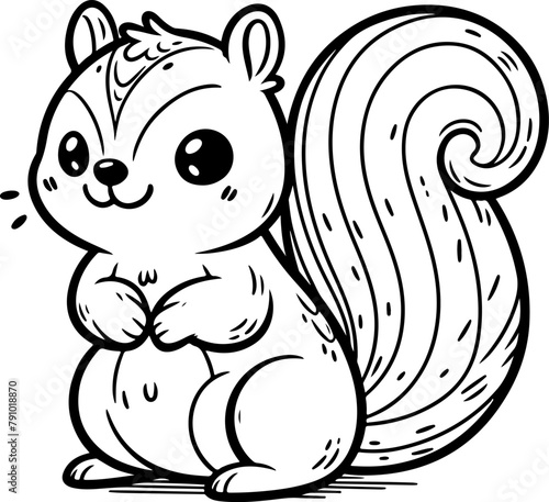 Wallpaper Mural Squirrel black outline children coloring book illustration. Torontodigital.ca