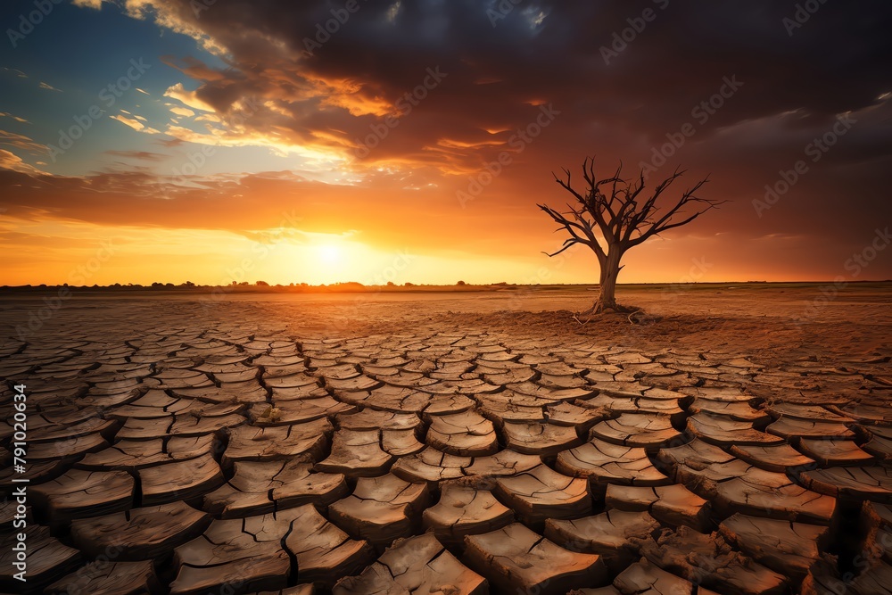 Once fertile fields are now parched and cracked, the relentless sun baking the earth, whispering a cautionary tale of droughts yet to come
