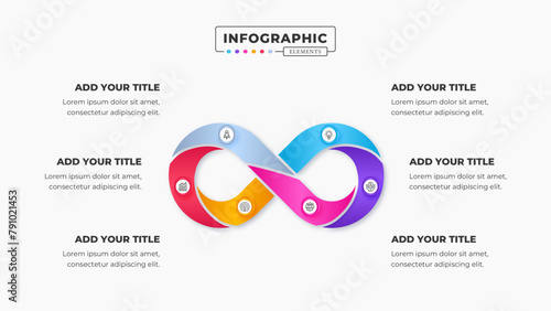 Vector process infinity infographic presentation design template with 6 steps or options