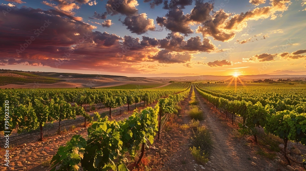 Naklejka premium Spanish Vineyard in Castilla La Mancha