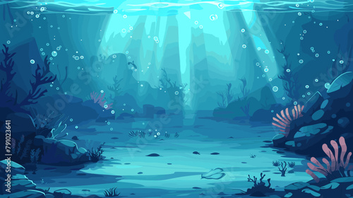 ocean underwater copy space empty background vector cartoon illustration, sea underwater