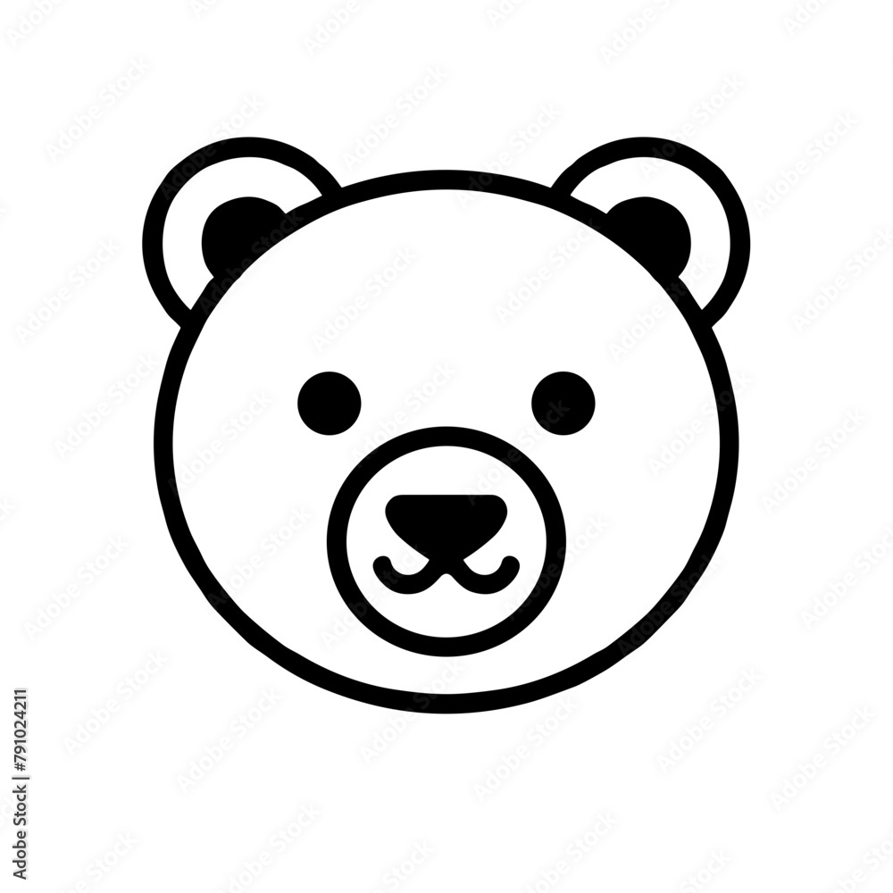 Teddy Bear Face Icon, Simple Black Outline, Toy Illustration Teddy Bear Face Icon, Simple Black Outline, Toy Illustration