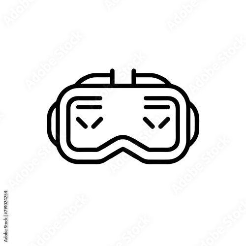 VR Goggles Icon, Black Line Art, Virtual Reality Accessory