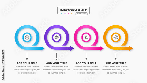 Vector circle arrow process infographic presentation design template with 4 steps