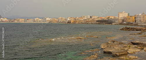 mediterranean sea waterfront and old town in Trapani in Sicily