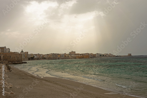 mediterranean sea waterfront and old town in Trapani in Sicily