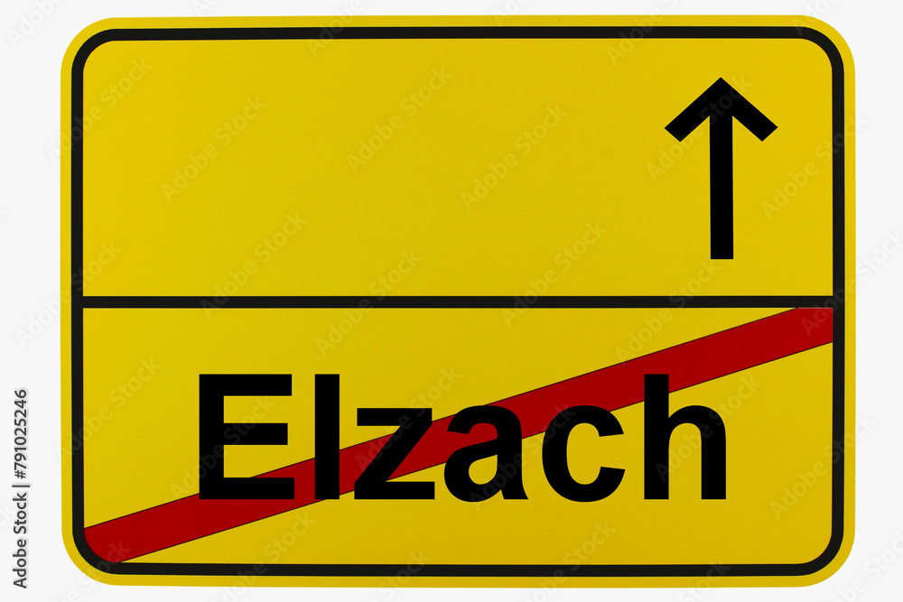 Illustration eines Ortsausgangsschildes von Elzach in Baden-Württemberg Illustration eines Ortsausgangsschildes von Elzach in Baden-Württemberg