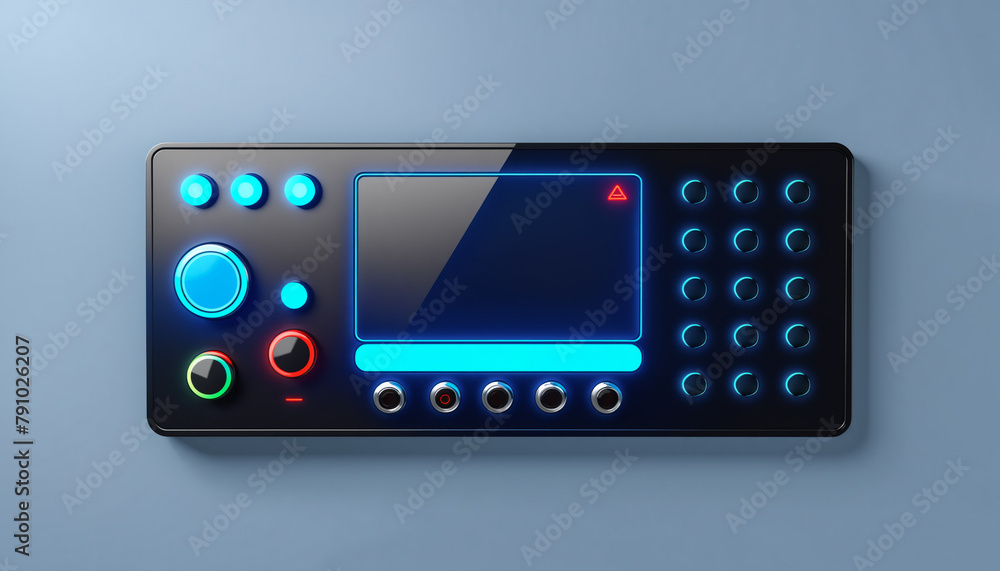 A minimalistic control panel or interface design. Template for web online app dashboard. Set of Buttons, Dials, Knobs on neutral background. A minimalistic control panel or interface design. Template for web online app dashboard. Set of Buttons, Dials, Knobs on neutral background.