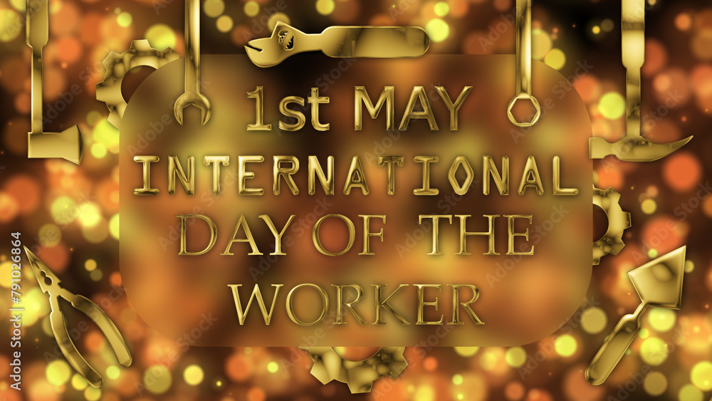 Naklejka premium first may international day of the workers greetings for world labour day