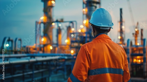 engineer looking at refinery 