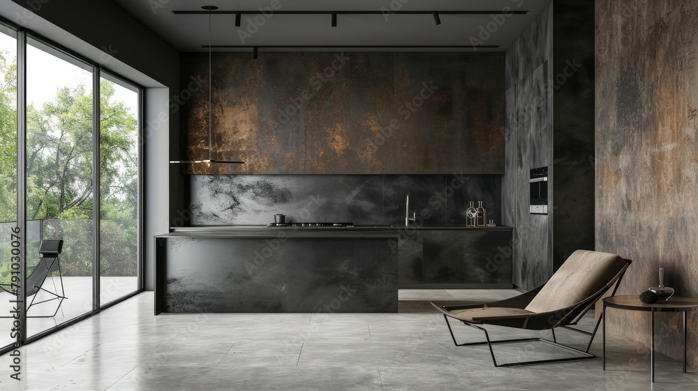 Weathered steel podium in a clean modern environment, industrial yet refined for decor. Weathered steel podium in a clean modern environment, industrial yet refined for decor.