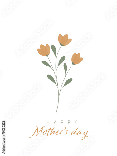 Mother's day greeting card. Happy mother's day. On white background.