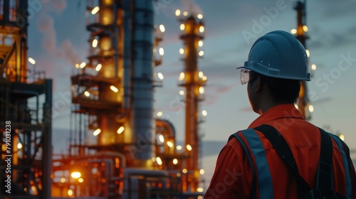 engineer looking at refinery 