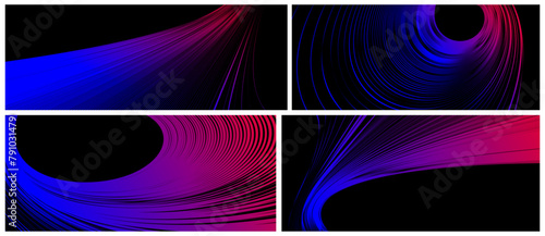 Curvature of space vector abstract art background, 3D linear flow distorted shape, deformed fluid, chaos of space.