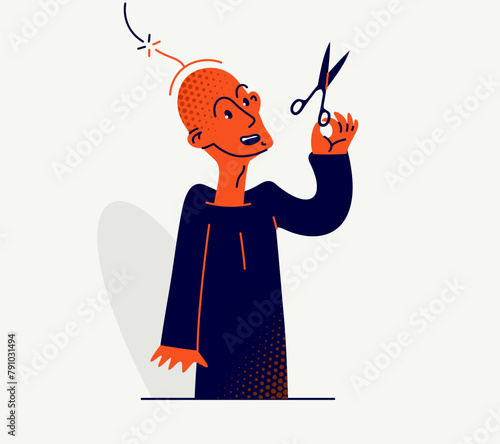 The person who has freed from mind control, vector concept of a matrix type manipulation and control.