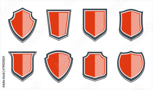 Free Download Classical shields collection vector design elements, defense and safety icons, empty and blank ammo emblems collection. - GFXLoad