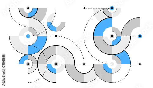 Abstract vector geometric background in tech mechanical engineering blueprint style, digital system wallpaper, technology mechanism dynamic draw.