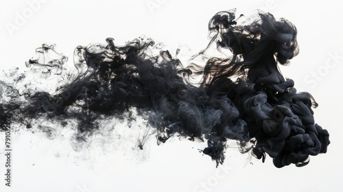 Contrast of black smoke on a white background