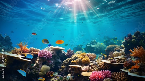 Coral reef and fish in the Red Sea. Seascape. © Iman