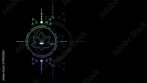 Art Abstract Dark Black Background WIth Gradient Plant Geometric Glow Wallpaper Vector Design Style