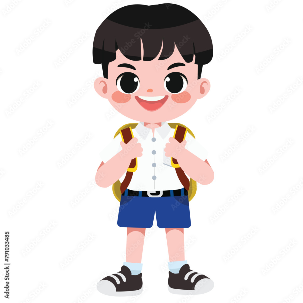 Happy cute Thai student in uniform 