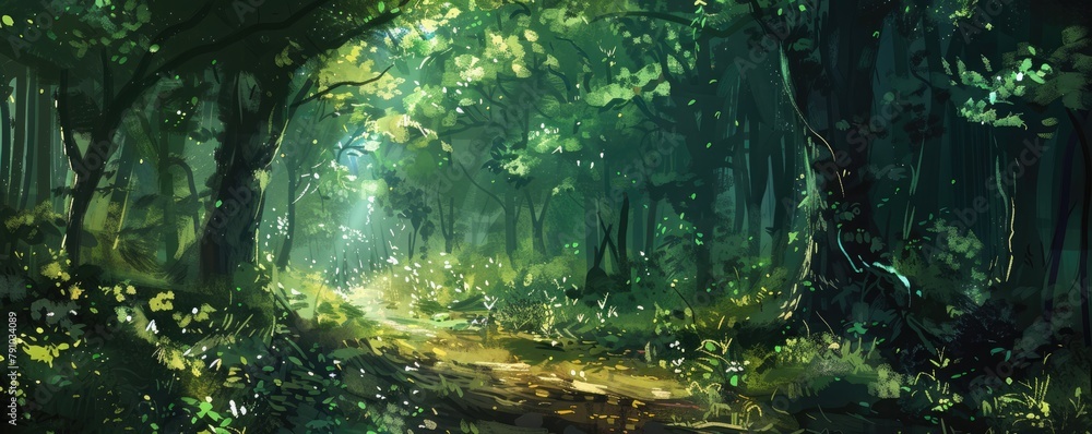 An ilustrated magical forest An ilustrated magical forest
