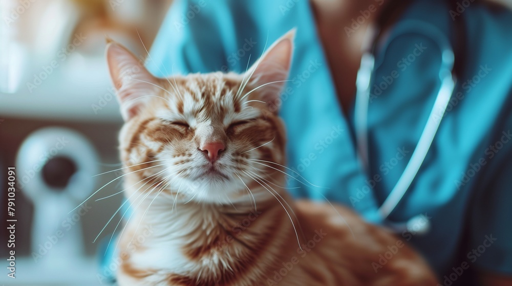 A professional veterinarian providing medical care to a pet in a clinic, focusing on animal health and wellness. A professional veterinarian providing medical care to a pet in a clinic, focusing on animal health and wellness.