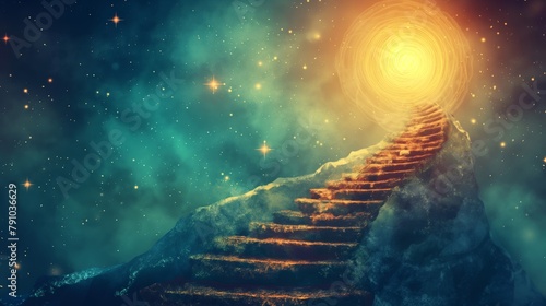 Enchanted Stairway to a Radiant Celestial Portal Amidst the Stars