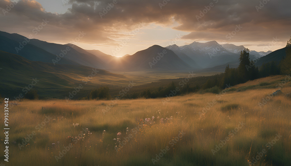 Golden Fields at Sunset in the Valley, Generative AI
