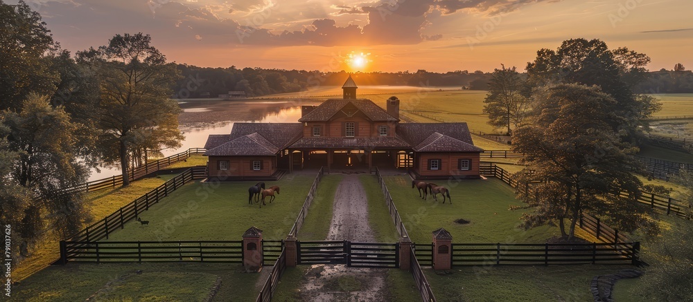 Picture of Equestrian estate with horse stables, riding trails, and a riding arena ...