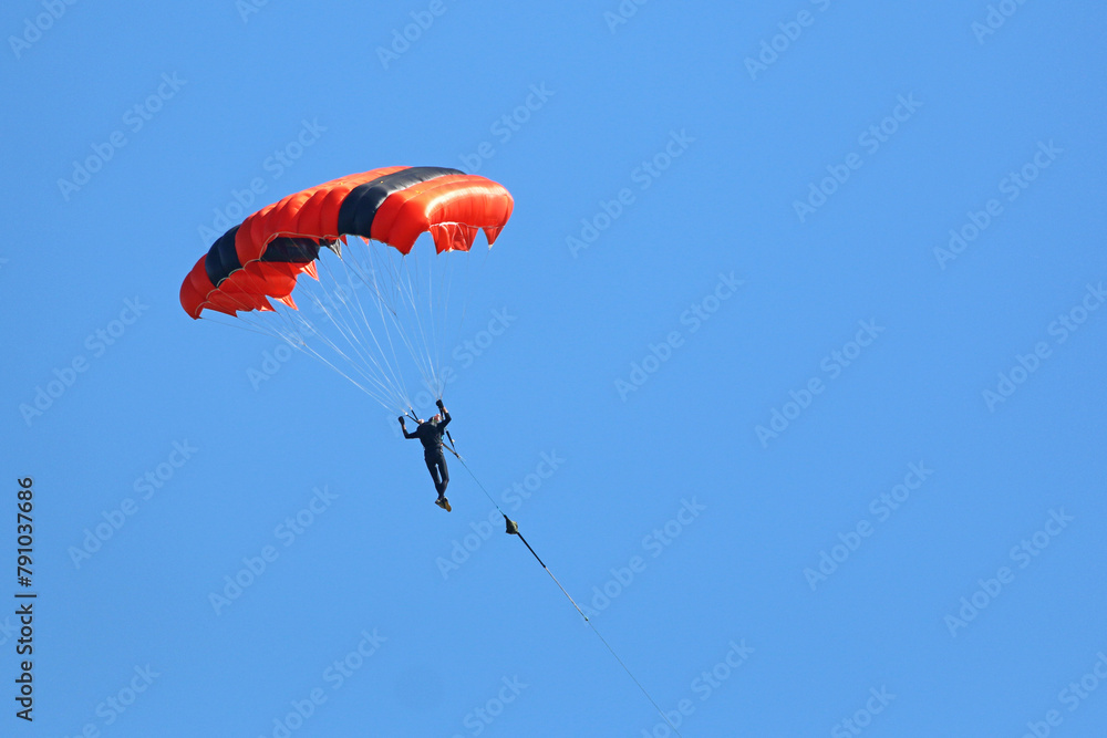 Classic Paraglider being towed by a winch Classic Paraglider being towed by a winch