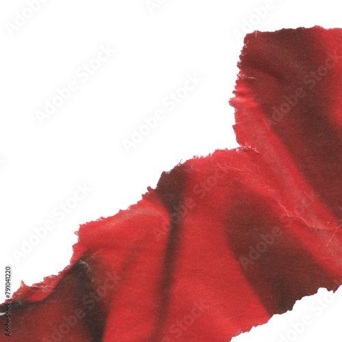 Red ripped paper torn edges strips isolated on black background