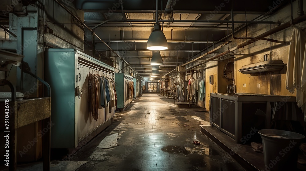 Inside an industrial laundry facility