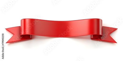 Red Ribbon: 3D Design Element for Title Placement. Festive ribbon tag. Ai image.