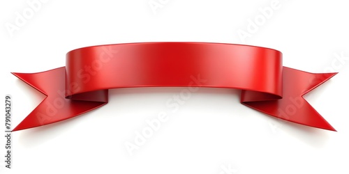 Red Ribbon: 3D Design Element for Title Placement. Festive ribbon tag. Ai image.