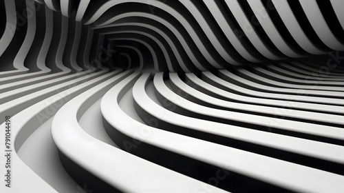 Fototapeta Naklejka Na Ścianę i Meble -  3d rendering of white and black abstract geometric background. Scene for advertising, technology, showcase, banner, game, sport, cosmetic, business, metaverse. Sci-Fi Illustration. Product display