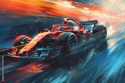 High-Speed Racing Car: Motion Blur Digital Art