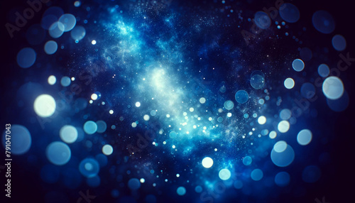 A wide-format deep blue and white bokeh background, with a stronger emphasis on deep sapphire blue.