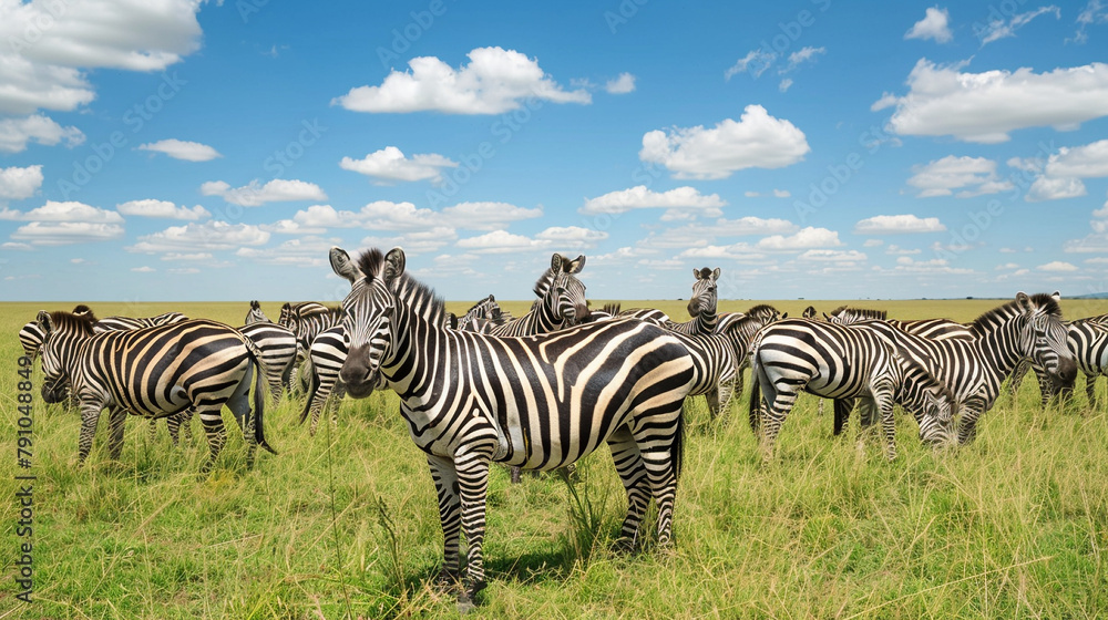 Naklejka premium zebras in the savannah