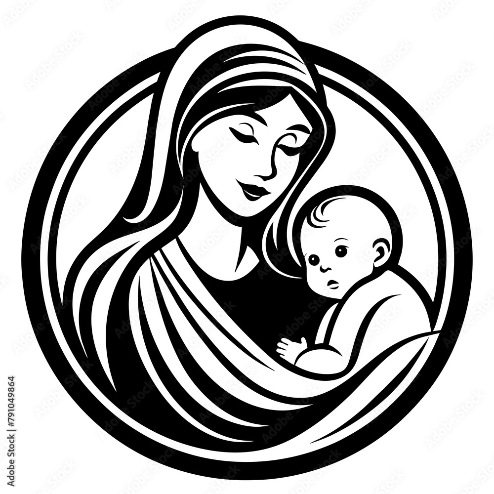 mother and child illustration of a cat mother and child illustration of a cat