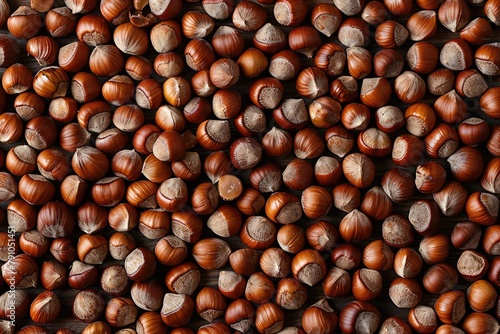 Closeup view of hazelnuts nuts background