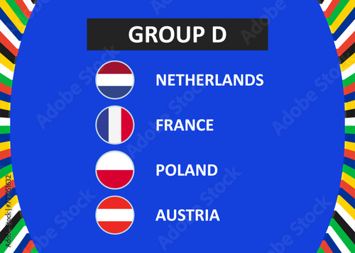 Group D of the European football tournament in Germany 2024. Vector illustration.