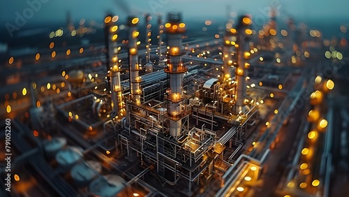 Oil and Gas Facility: Including Production Refinery, Storage Tanks, and Infrastructure. Concept Oil and Gas Facility, Production Refinery, Storage Tanks, Infrastructure